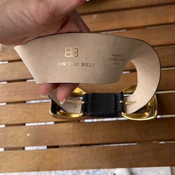 Genuine leather belt black and gold
